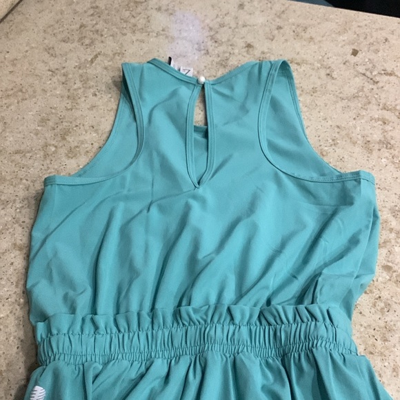 NWOT Z by Zella Girl Sleeveless Ruffle Waist Romper in Teal Lagoon Size 7 - Picture 4 of 10